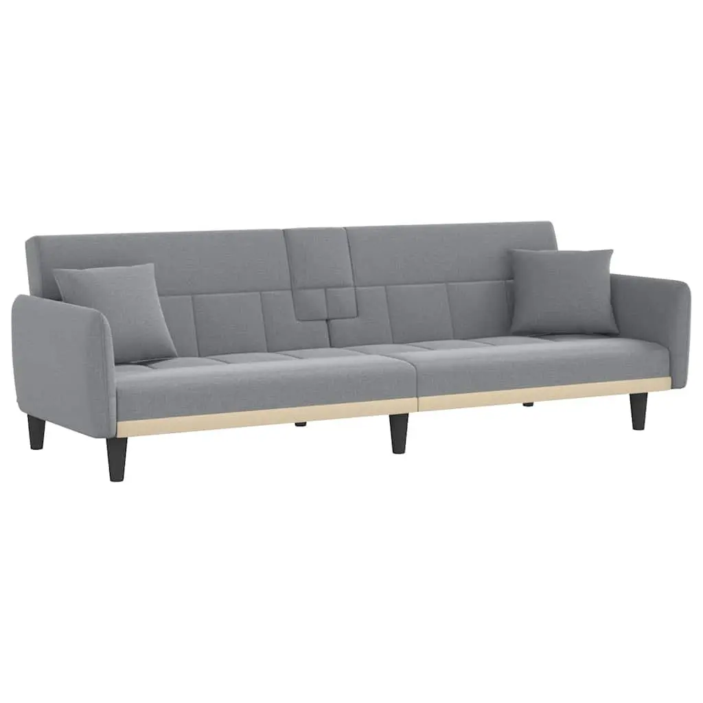 Adjustable Grey Sofa Bed with Cup Holders and USB Ports