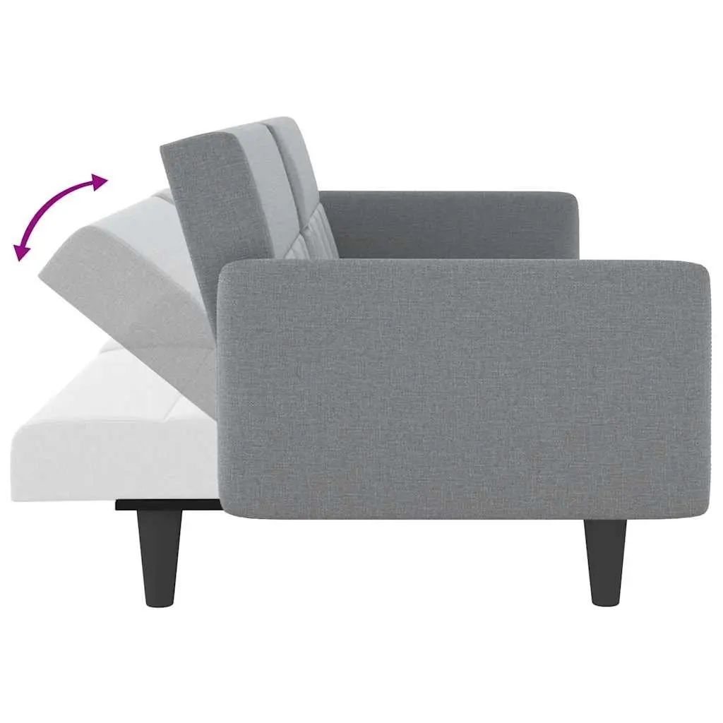 Adjustable Grey Sofa Bed with Cup Holders and USB Ports
