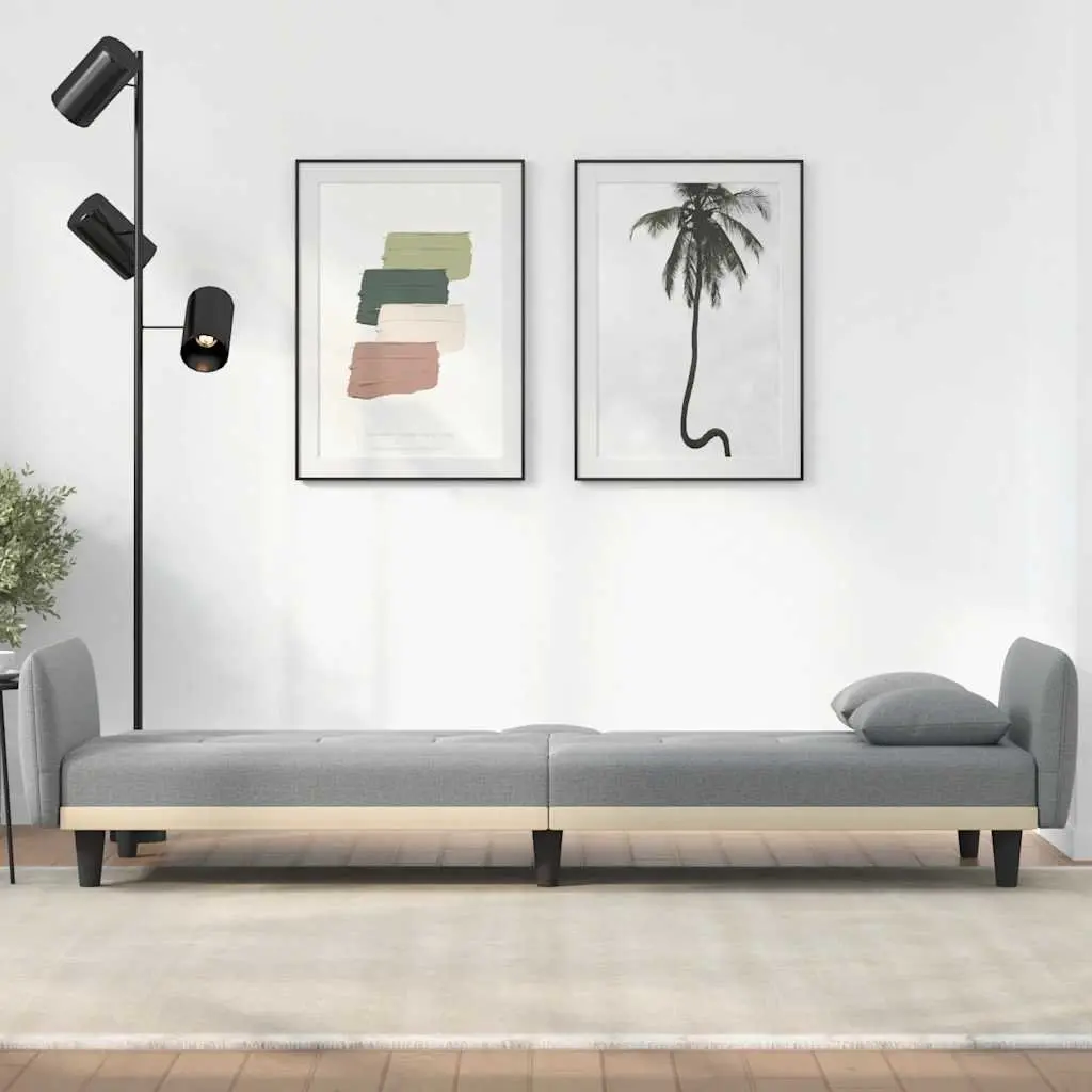 Adjustable Grey Sofa Bed with Cup Holders and USB Ports