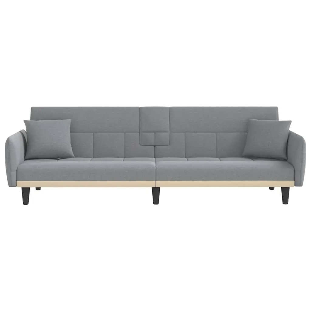Adjustable Grey Sofa Bed with Cup Holders and USB Ports