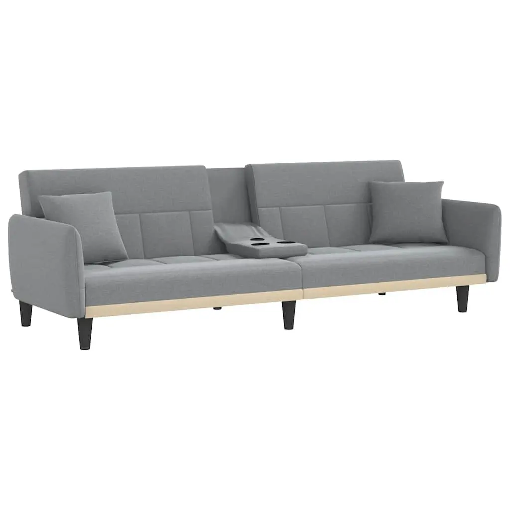 Adjustable Grey Sofa Bed with Cup Holders and USB Ports