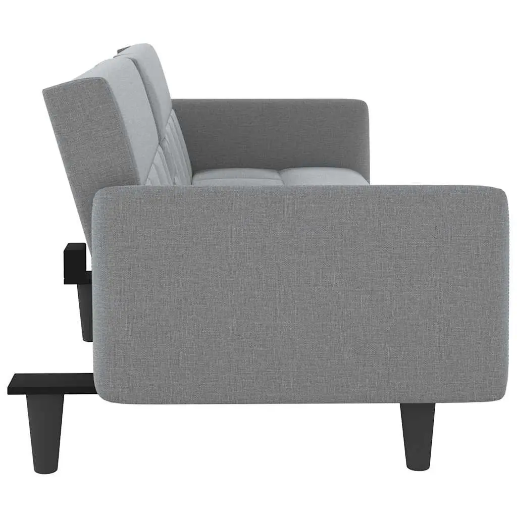 Adjustable Grey Sofa Bed with Cup Holders and USB Ports
