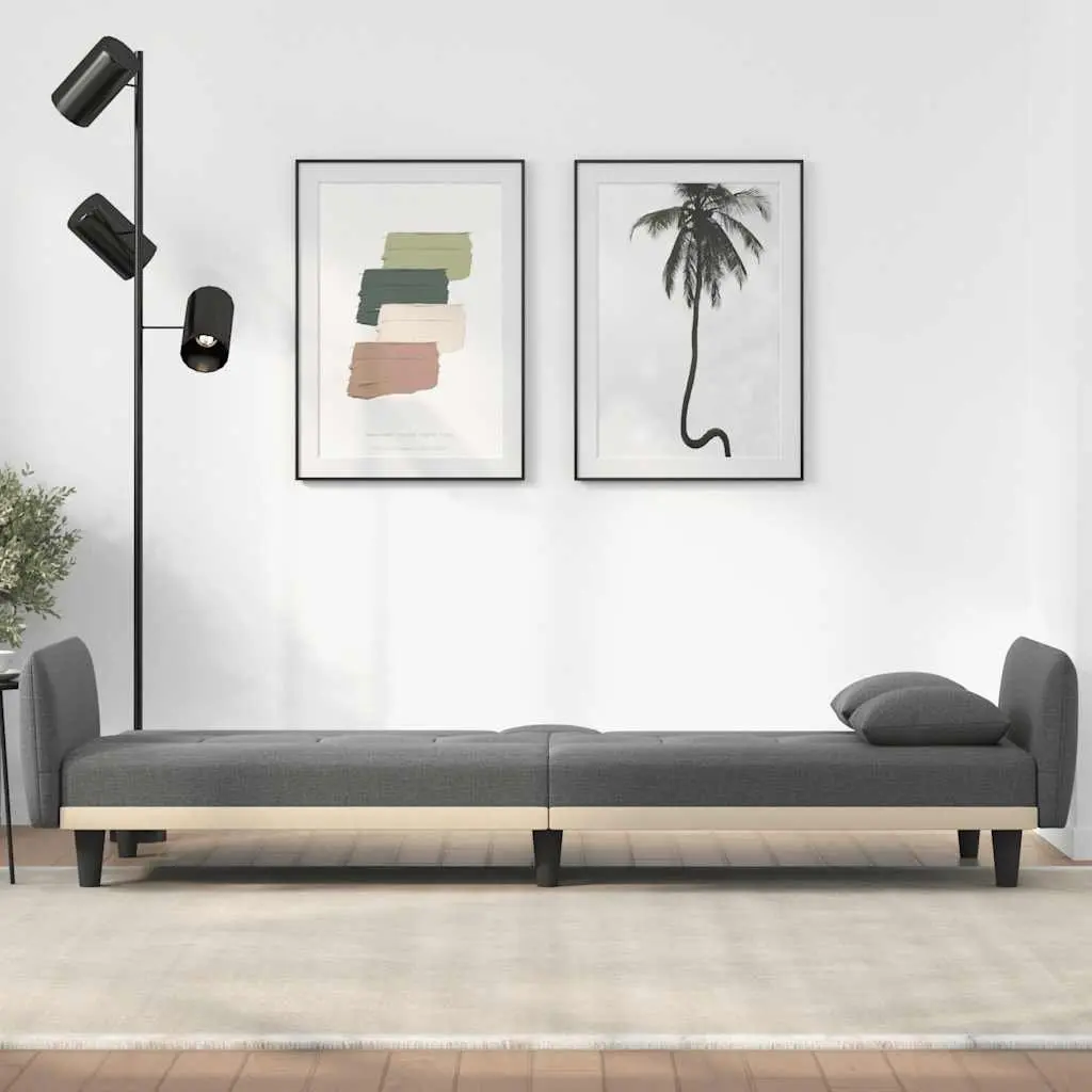 Adjustable Sofa Bed with Cup Holders and USB Ports in Grey