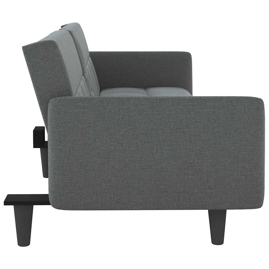 Adjustable Sofa Bed with Cup Holders and USB Ports in Grey