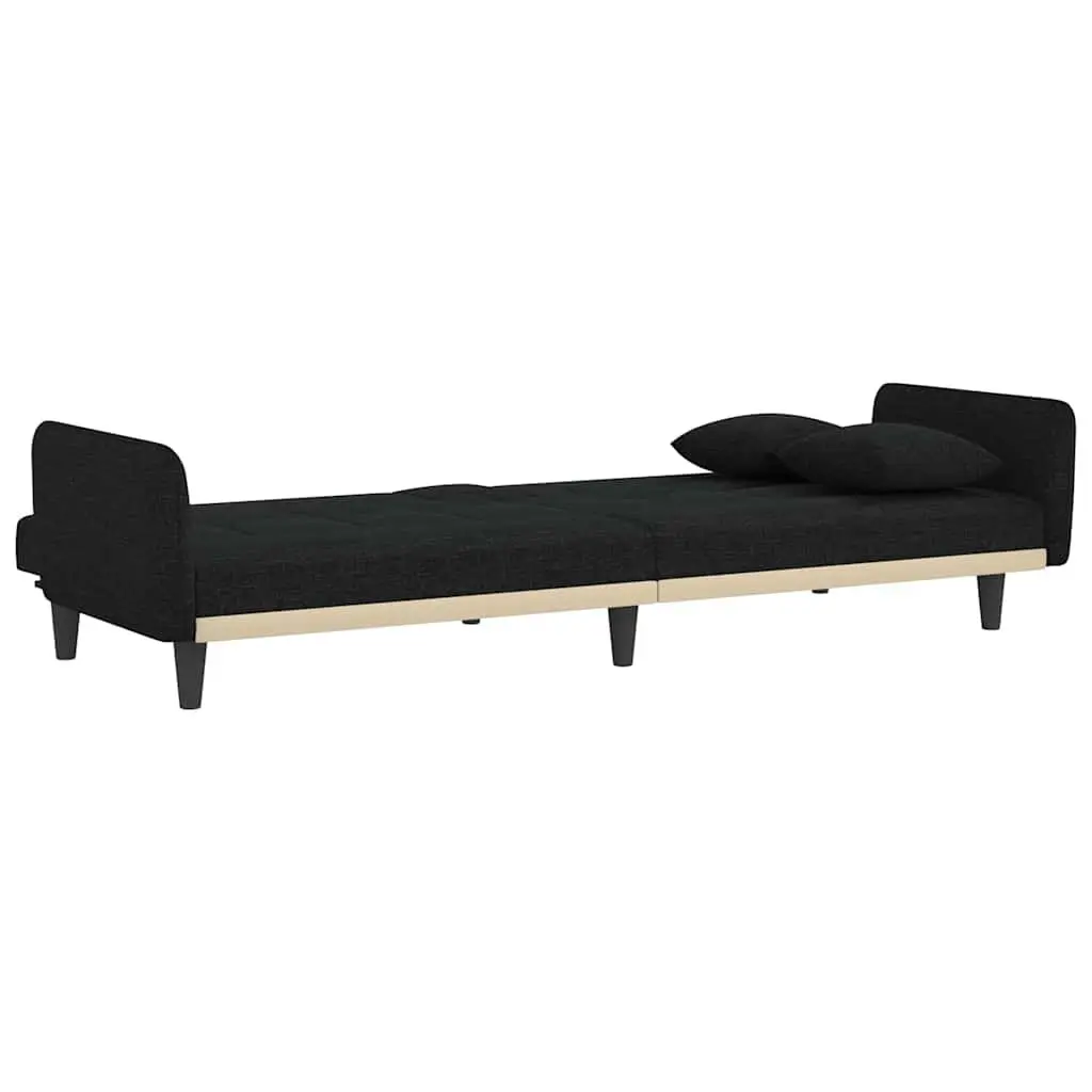 Adjustable Black Fabric Sofa Bed with USB Charging