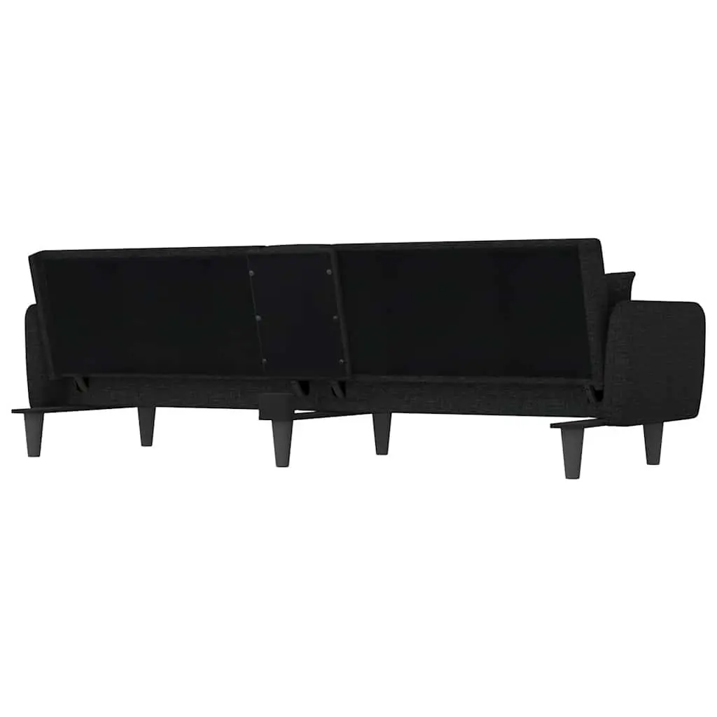 Adjustable Black Fabric Sofa Bed with USB Charging