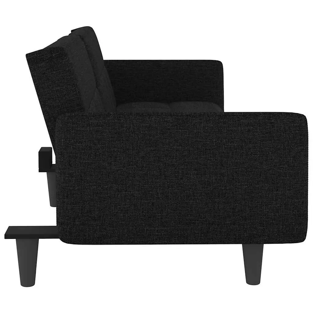 Adjustable Black Fabric Sofa Bed with USB Charging