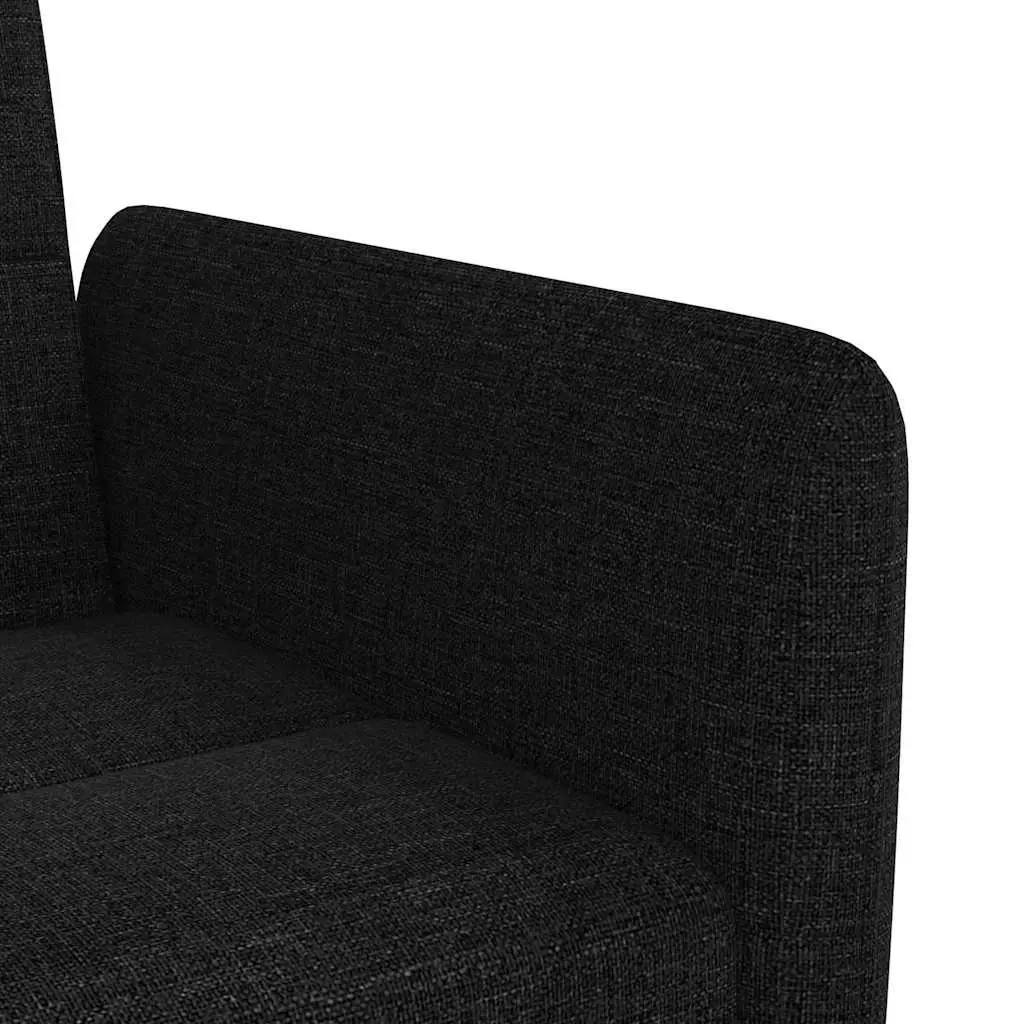 Adjustable Black Fabric Sofa Bed with USB Charging