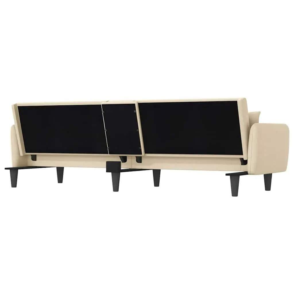 Sofa Bed Cream Fabric Adjustable Backrest Couch