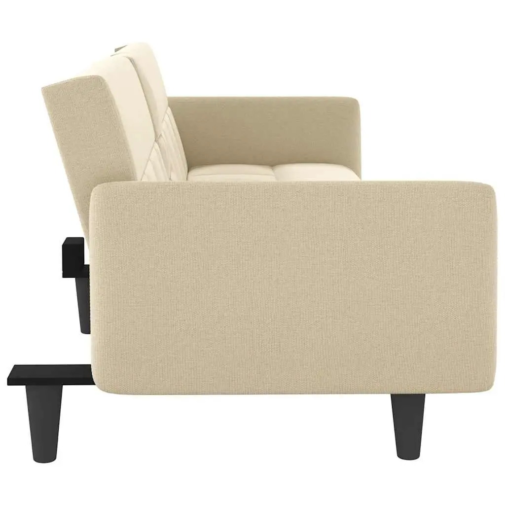 Sofa Bed Cream Fabric Adjustable Backrest Couch