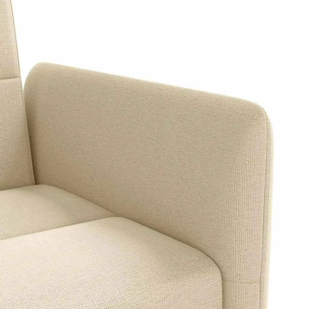 Sofa Bed Cream Fabric Adjustable Backrest Couch
