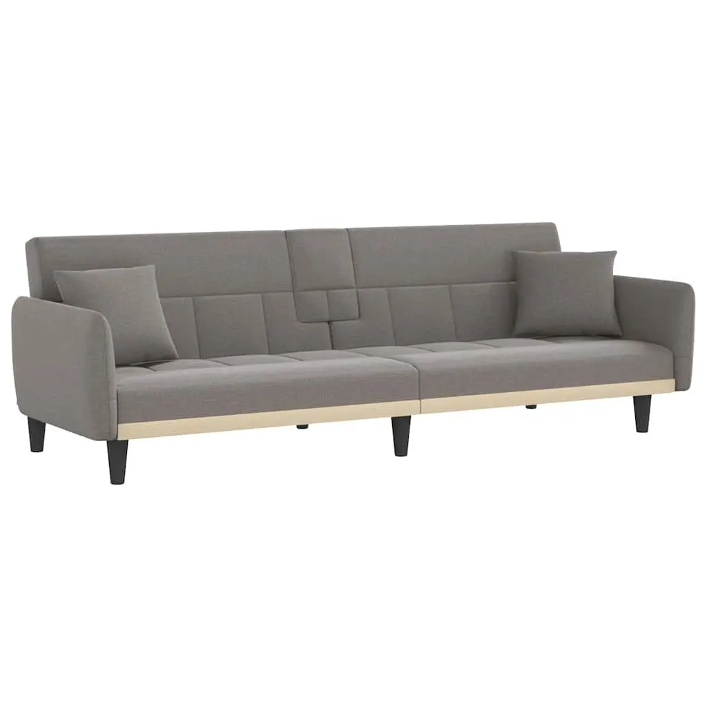 Taupe Sofa Bed with USB Ports and Adjustable Backrest