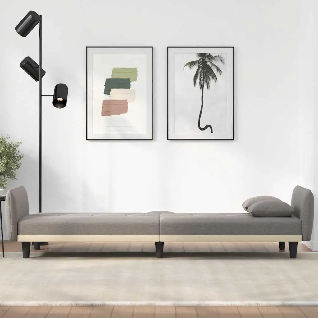 Taupe Sofa Bed with USB Ports and Adjustable Backrest