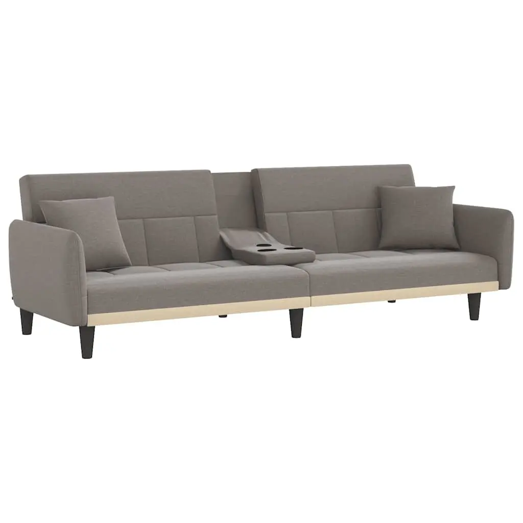 Taupe Sofa Bed with USB Ports and Adjustable Backrest