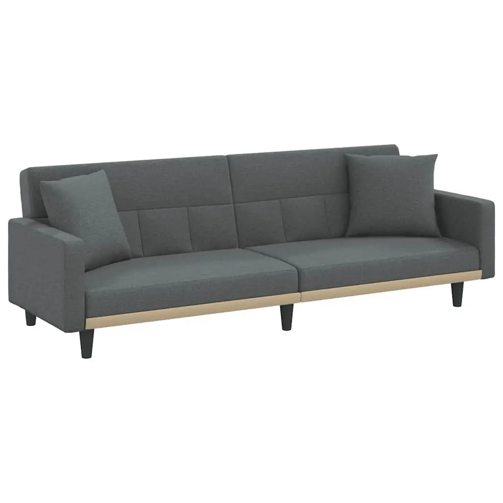 Adjustable Grey Fabric Sofa Bed with Cushions
