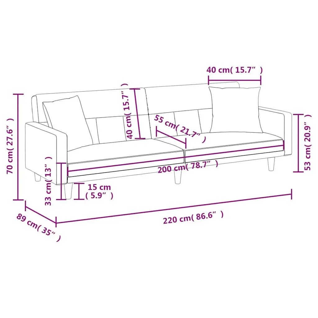 Adjustable Grey Fabric Sofa Bed with Cushions