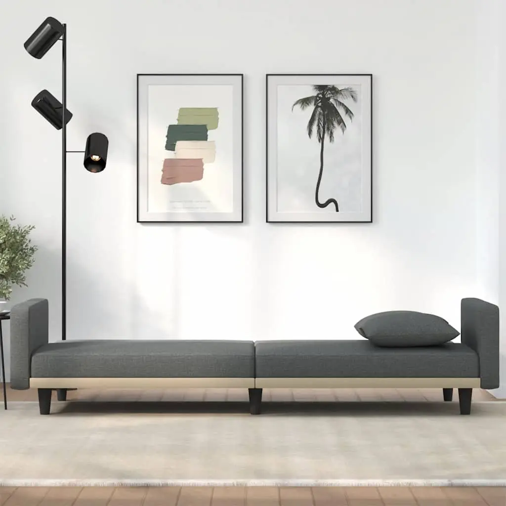 Adjustable Grey Fabric Sofa Bed with Cushions