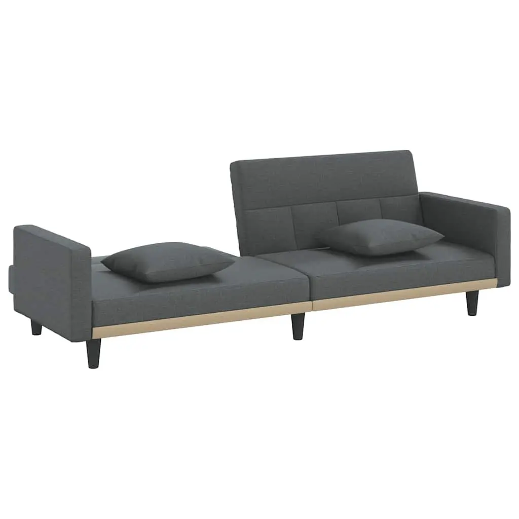 Adjustable Grey Fabric Sofa Bed with Cushions