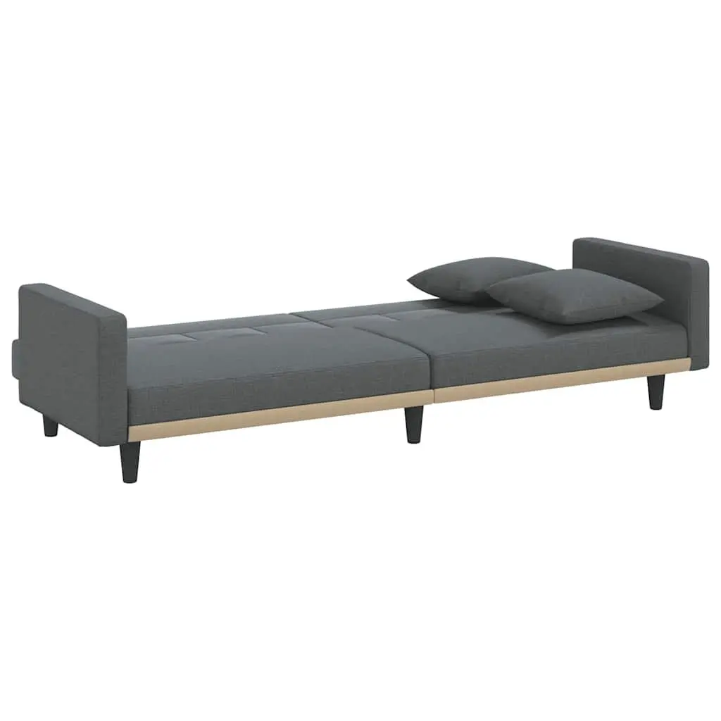 Adjustable Grey Fabric Sofa Bed with Cushions