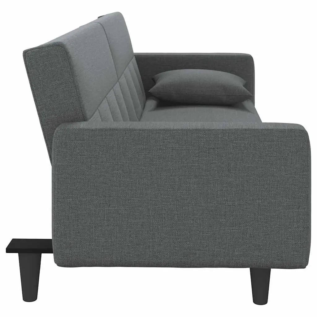 Adjustable Grey Fabric Sofa Bed with Cushions