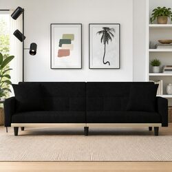 Adjustable Black Fabric Sofa Bed with Strong Frame