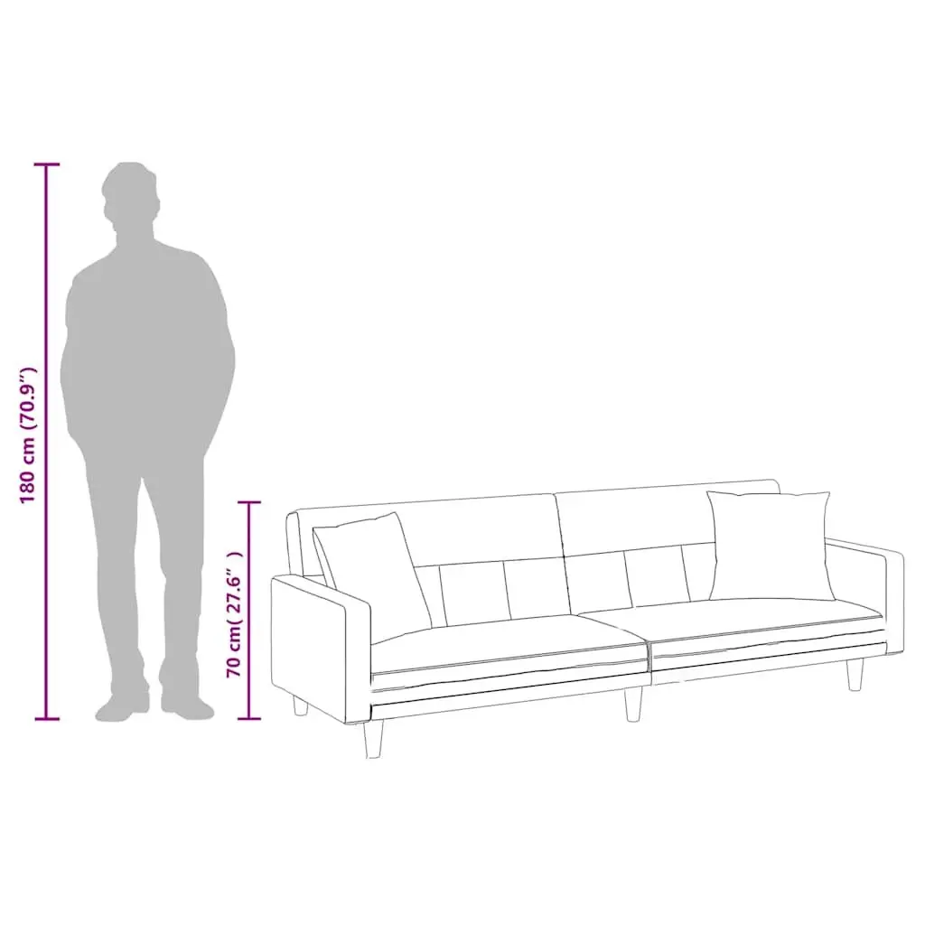 Adjustable Black Fabric Sofa Bed with Strong Frame