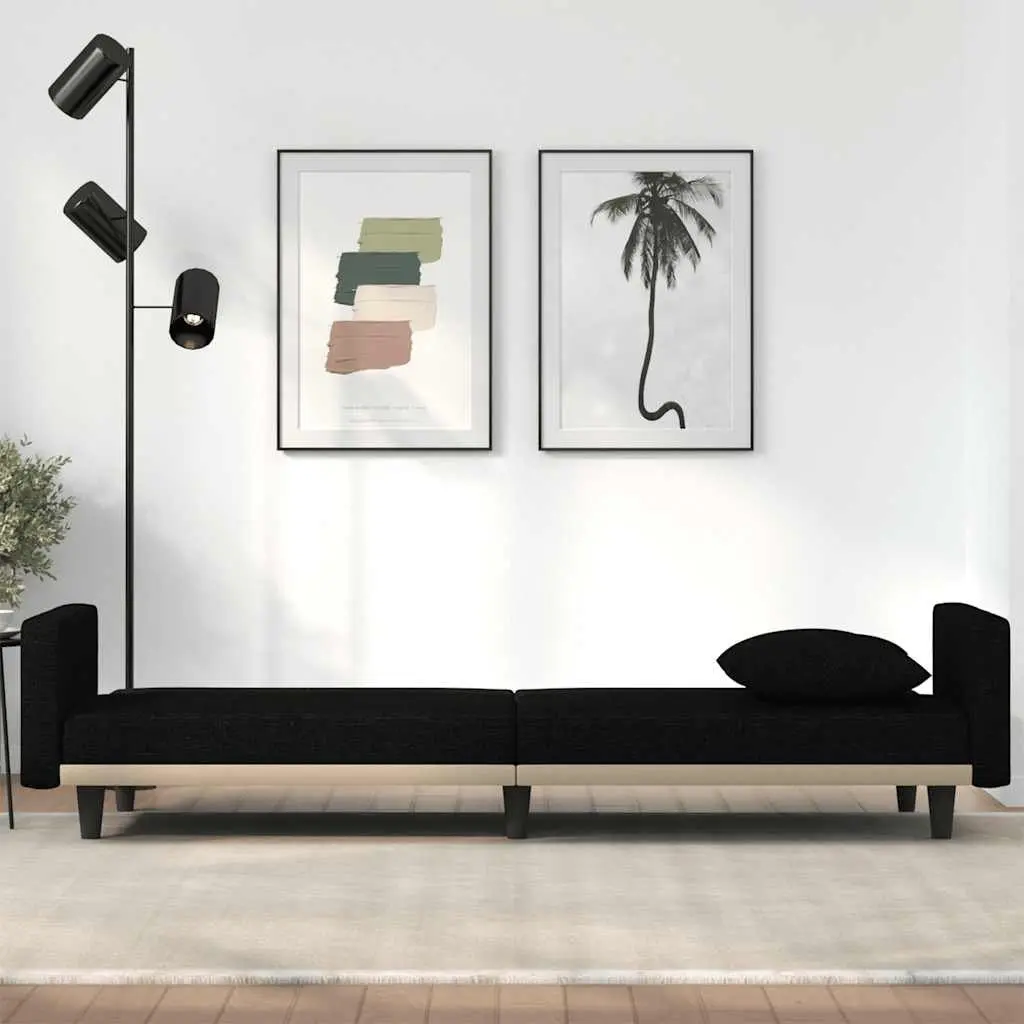Adjustable Black Fabric Sofa Bed with Strong Frame