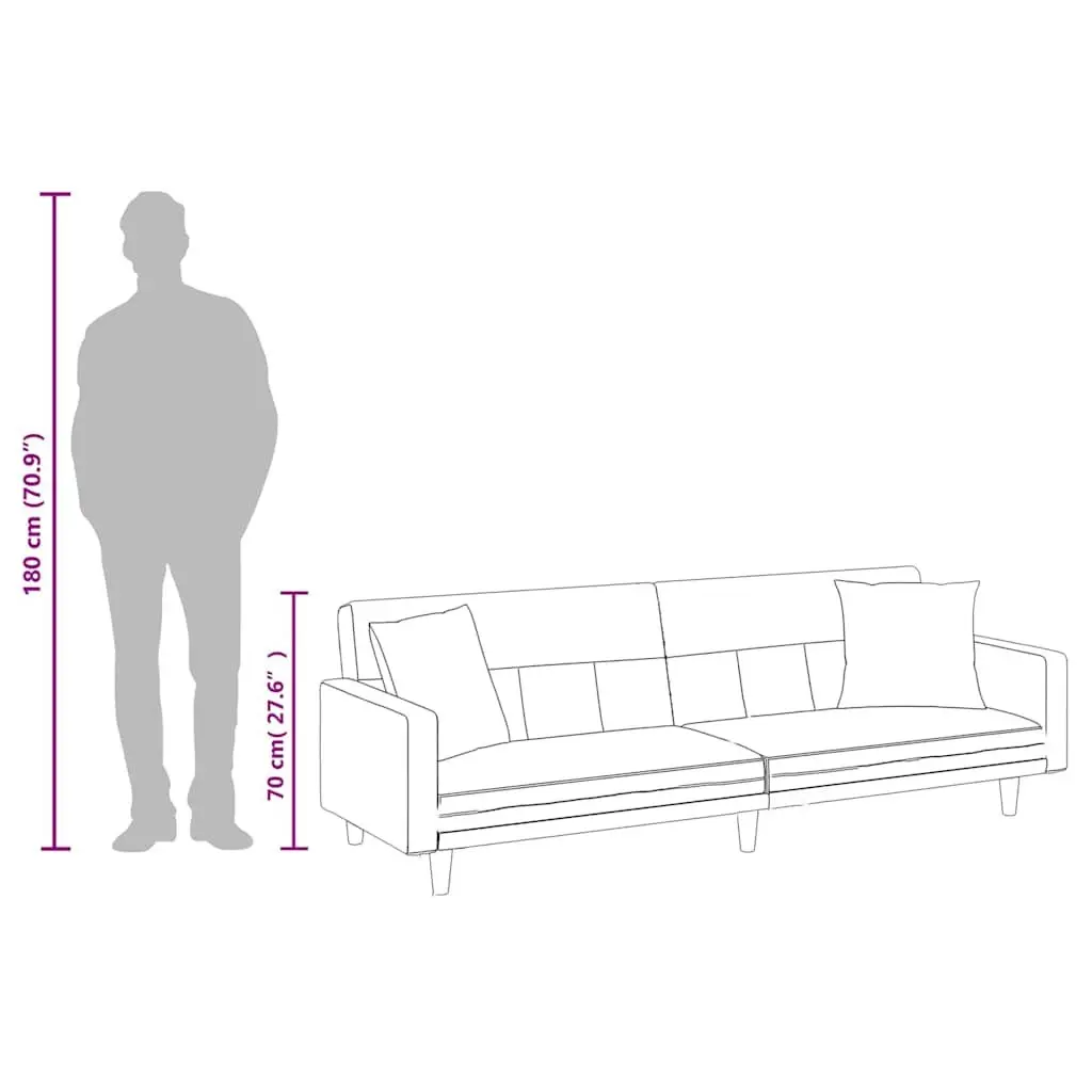 Cream Fabric Sofa Bed with Cushions and Adjustable Backrest
