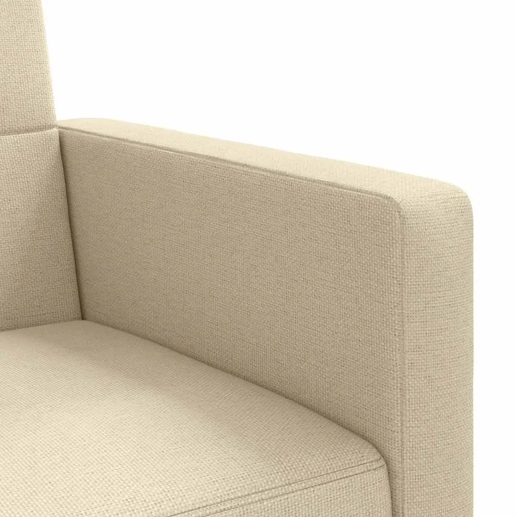 Cream Fabric Sofa Bed with Cushions and Adjustable Backrest