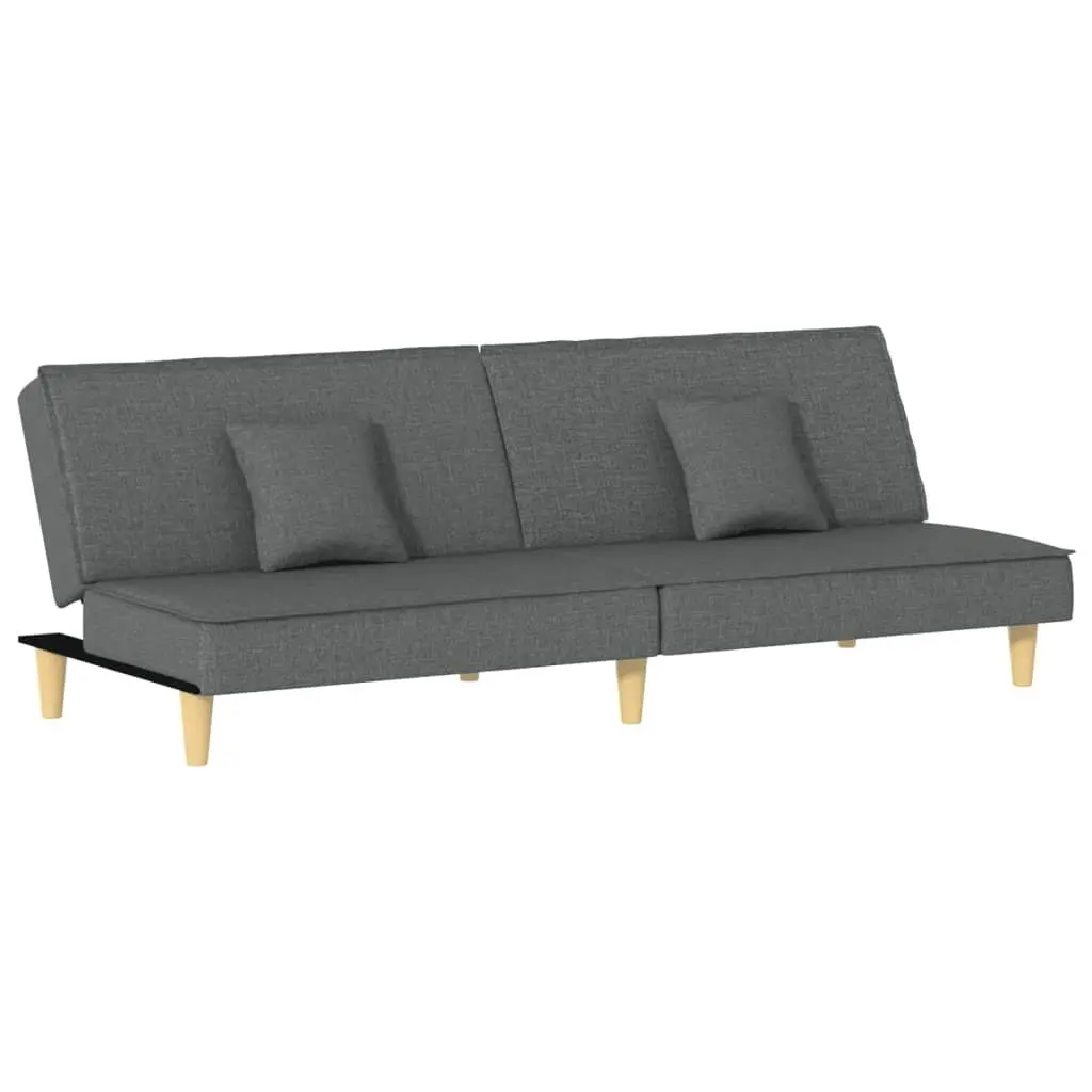 Adjustable Grey Fabric Sofa Bed with Pillows