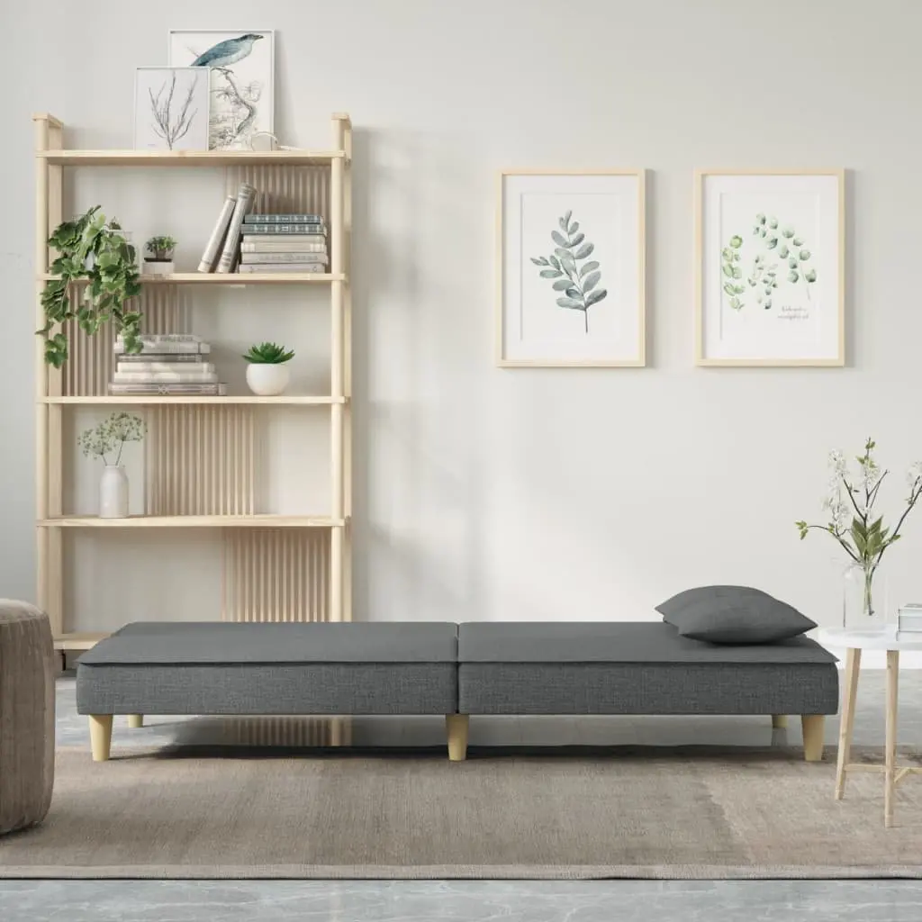 Adjustable Grey Fabric Sofa Bed with Pillows