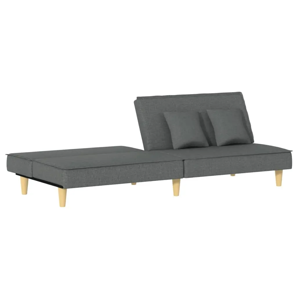 Adjustable Grey Fabric Sofa Bed with Pillows