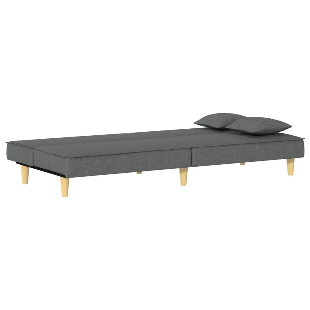 Adjustable Grey Fabric Sofa Bed with Pillows