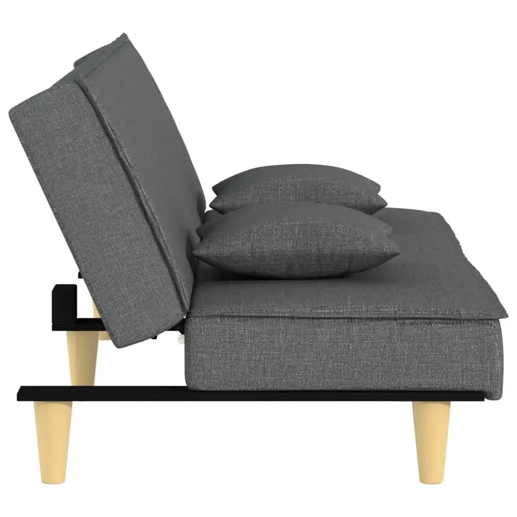 Adjustable Grey Fabric Sofa Bed with Pillows