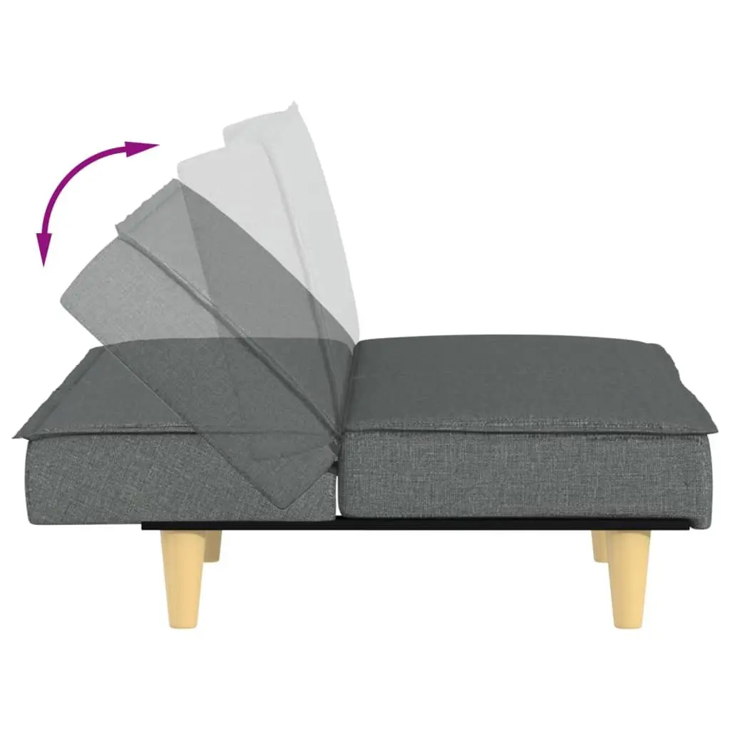 Adjustable Grey Fabric Sofa Bed with Pillows