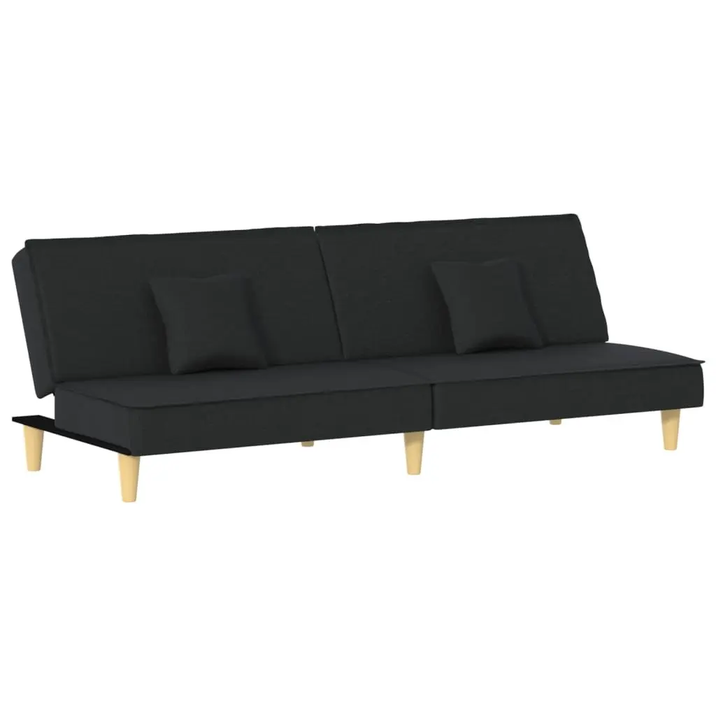 Black Fabric Sofa Bed with Adjustable Backrests