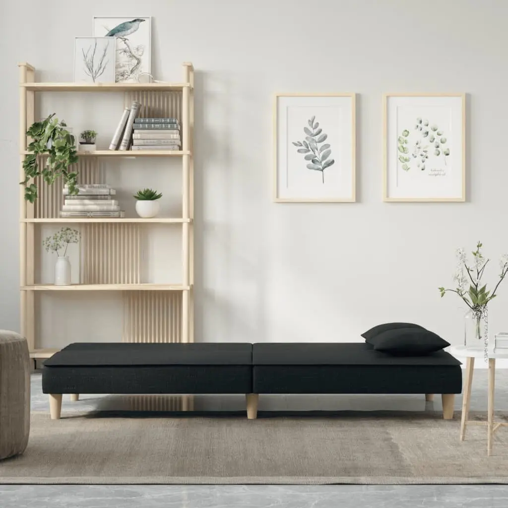 Black Fabric Sofa Bed with Adjustable Backrests