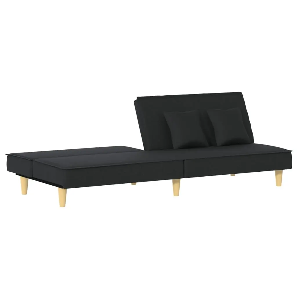 Black Fabric Sofa Bed with Adjustable Backrests