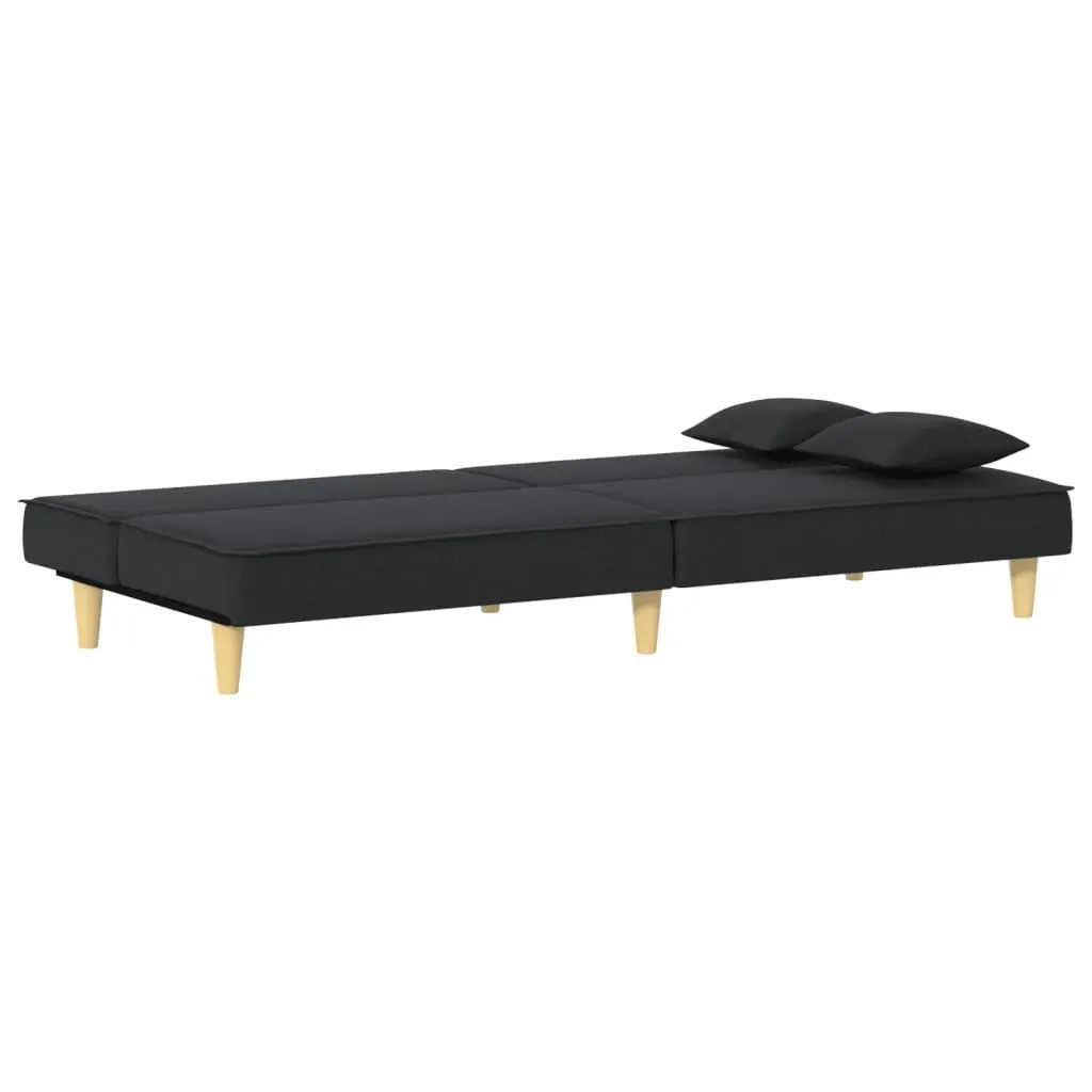 Black Fabric Sofa Bed with Adjustable Backrests