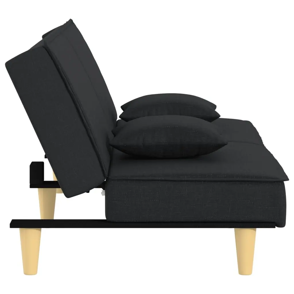 Black Fabric Sofa Bed with Adjustable Backrests