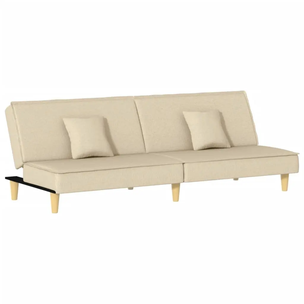 Cream Fabric Sofa Bed with Adjustable Backrest for Guests