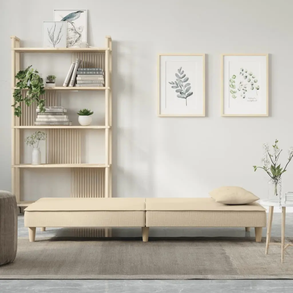 Cream Fabric Sofa Bed with Adjustable Backrest for Guests