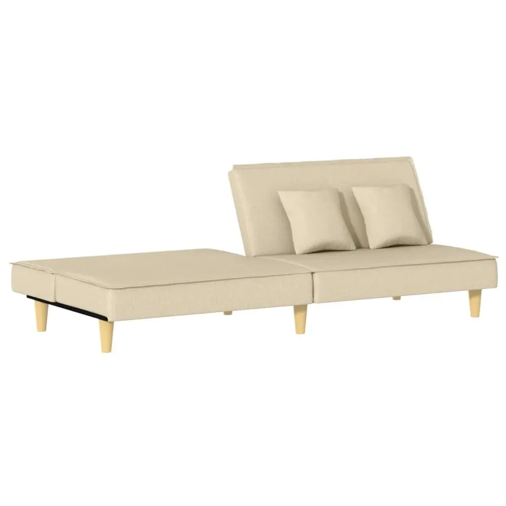 Cream Fabric Sofa Bed with Adjustable Backrest for Guests