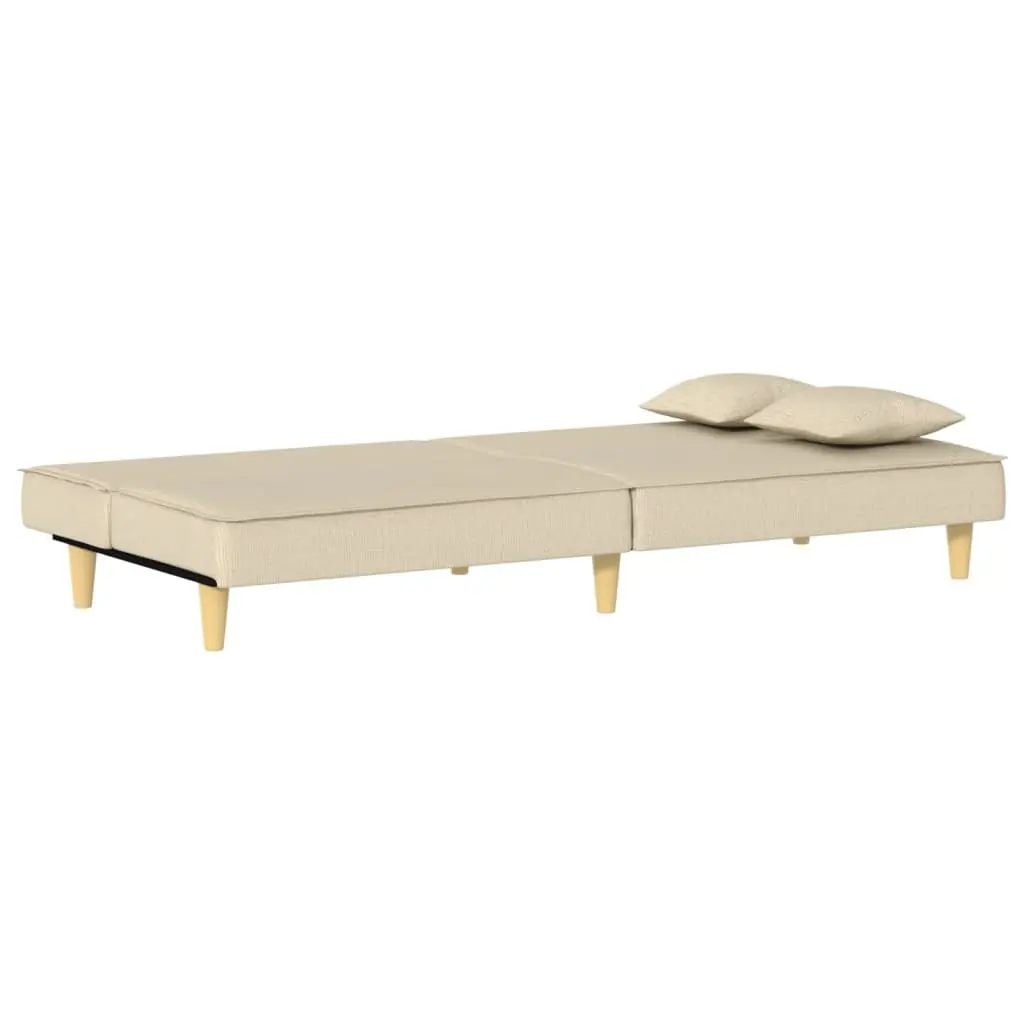Cream Fabric Sofa Bed with Adjustable Backrest for Guests