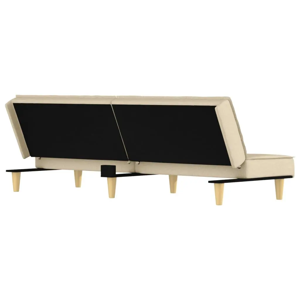 Cream Fabric Sofa Bed with Adjustable Backrest for Guests