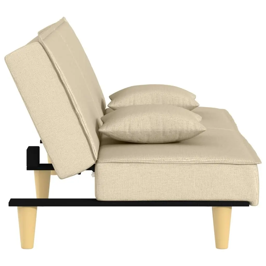 Cream Fabric Sofa Bed with Adjustable Backrest for Guests