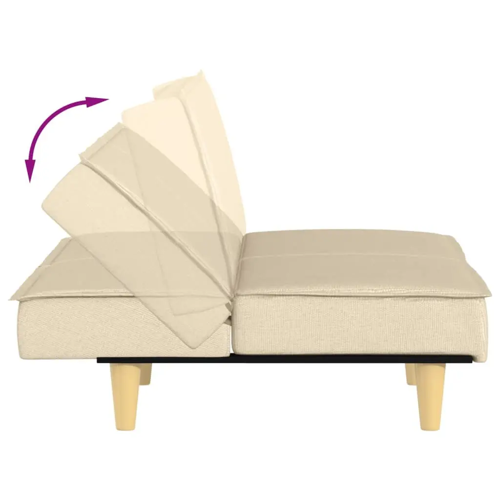 Cream Fabric Sofa Bed with Adjustable Backrest for Guests