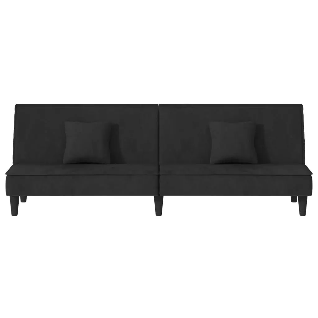 Black Velvet Sofa Bed with Adjustable Backrest