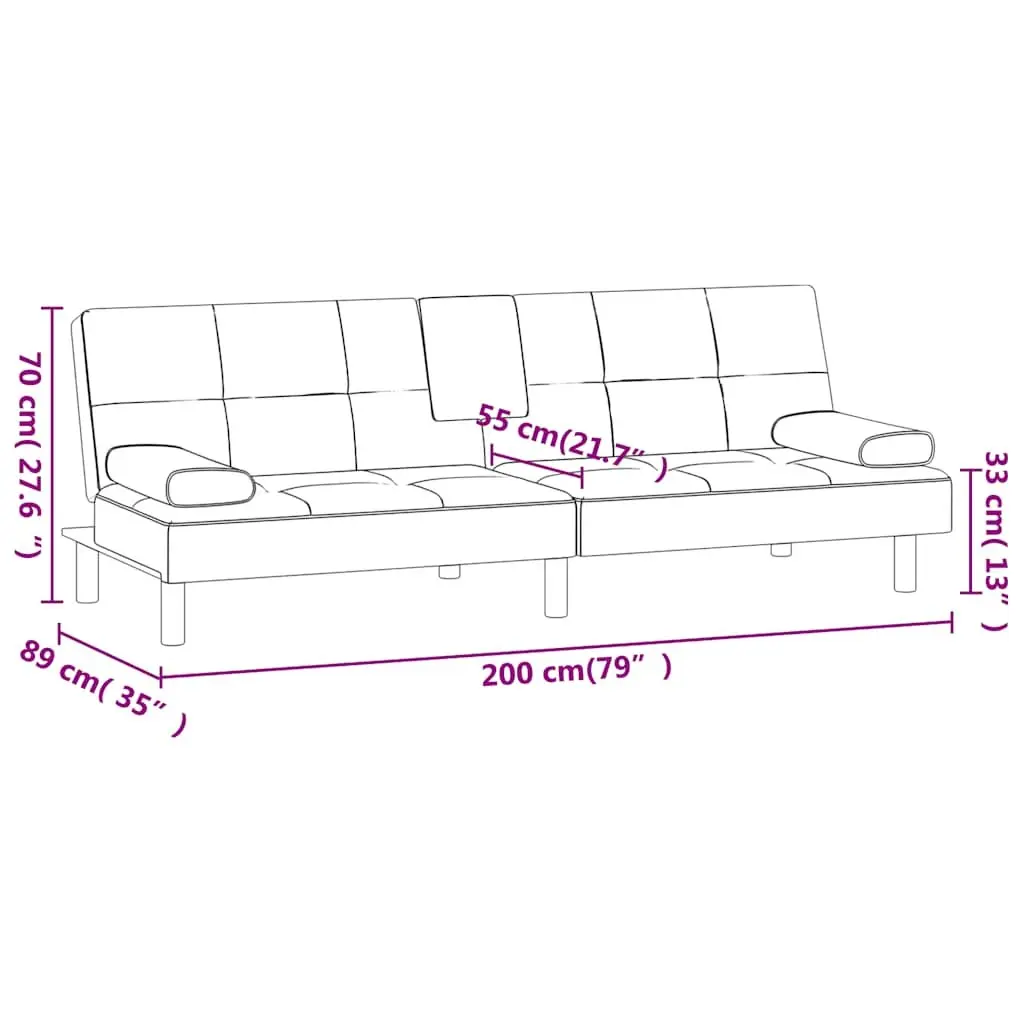 Grey Faux Leather Sofa Bed with USB Charging