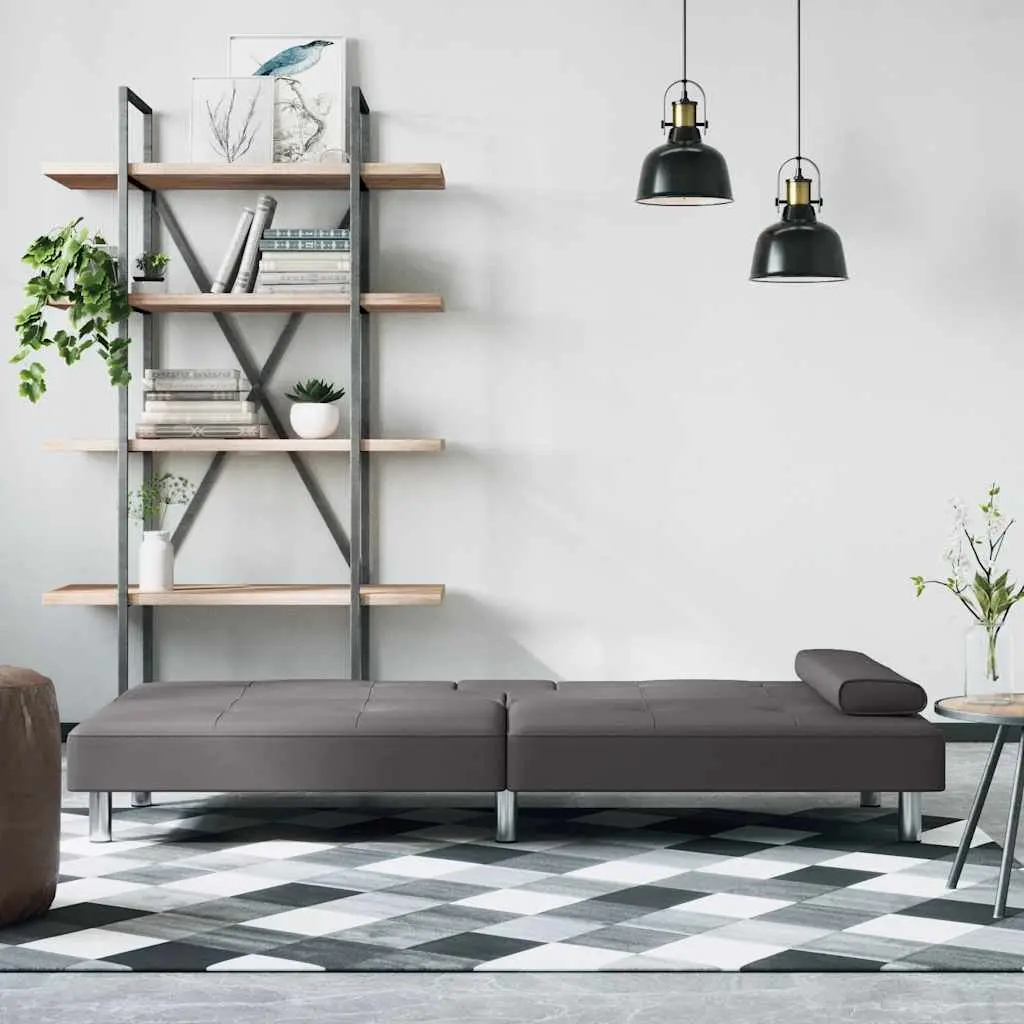 Grey Faux Leather Sofa Bed with USB Charging